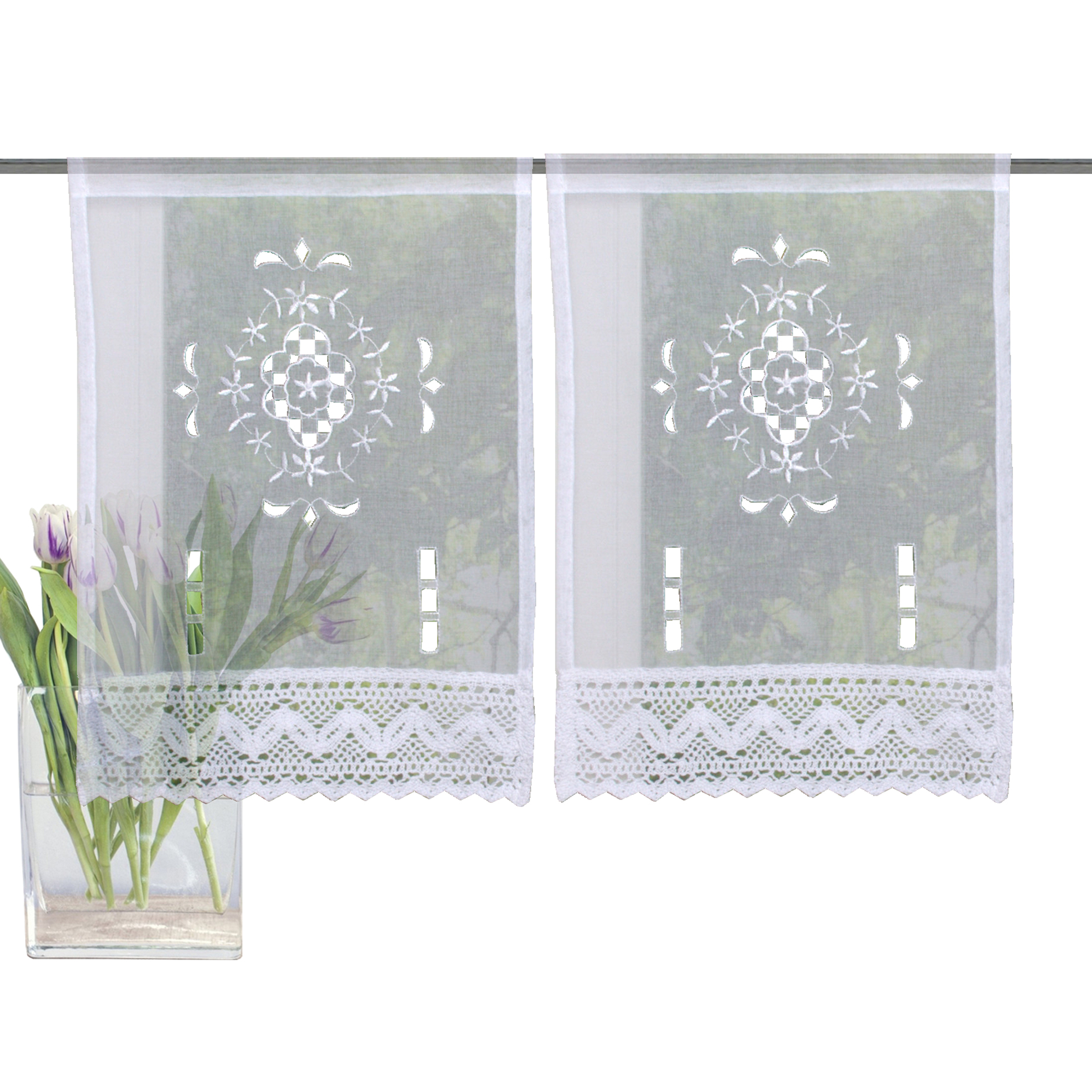 2er-Set Fensterbehang ALEGRA - weiß - 30x45 cm