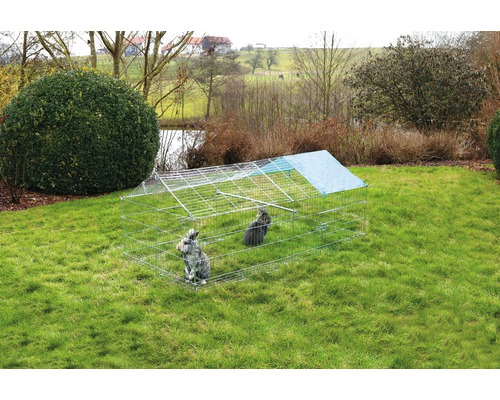KERBL buitenverblijf met vluchtbeveiliging, zitstok en zonnekap 180x90x75 cm