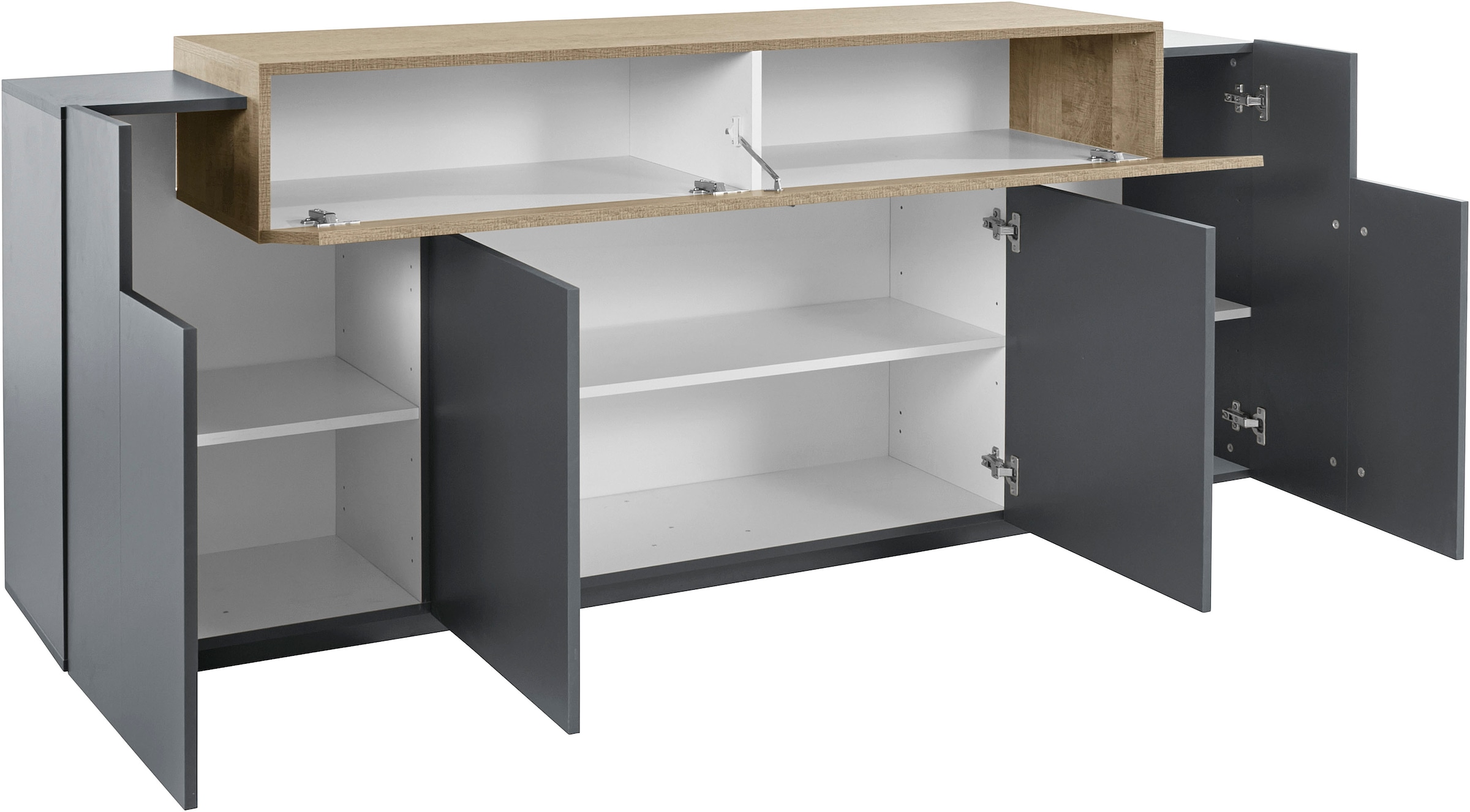 INOSIGN Sideboard »Coro, Kommode, Schrank, Kredenz, grifflos mit Einlegeböden« 1 klappe,4 Türen, Doppeltiefe,  B/T/H 200x45x85,6cm