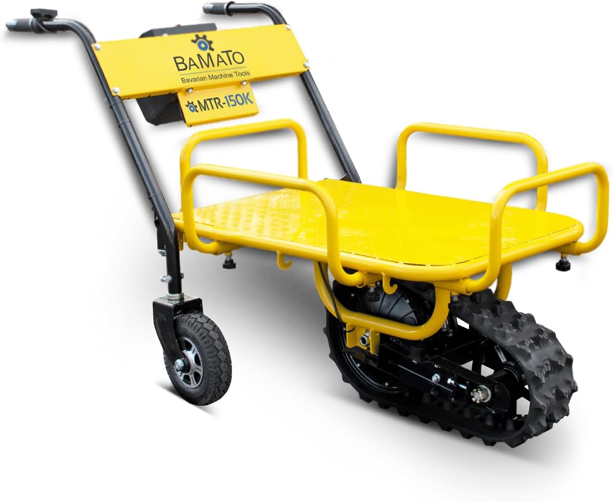 BAMATO Elektrische Schubkarre mit Raupenlaufwerk MTR-150K | Elektroantrieb | 350 Watt Motorleistung | 5 Stunden Arbeitszeit | Transportaufsatz | Handkarre Schiebkarre Elektro