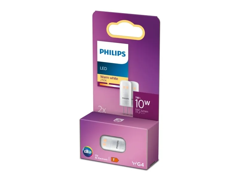 Philips - LED-spot lyspære - form: kapsel - G4 - 1 W (tilsvarende 10 W) - klasse F - varmt hvidt lys - 2700 K