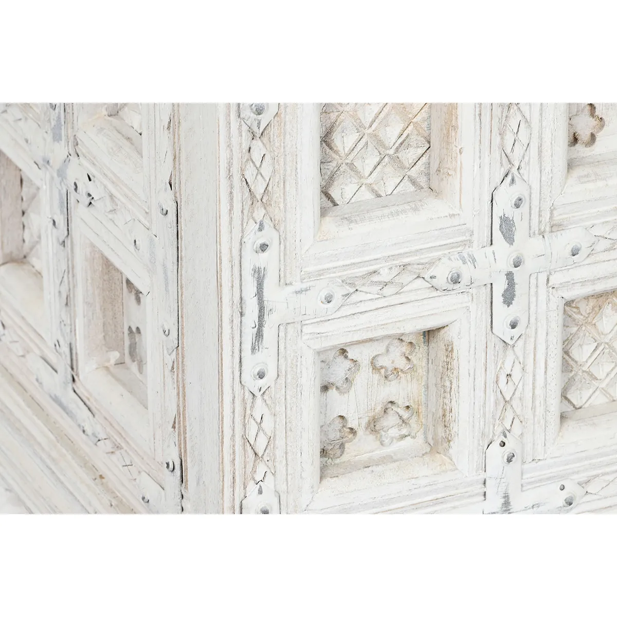 Pegane Coffre Bois de manguier blanc 110x40x48