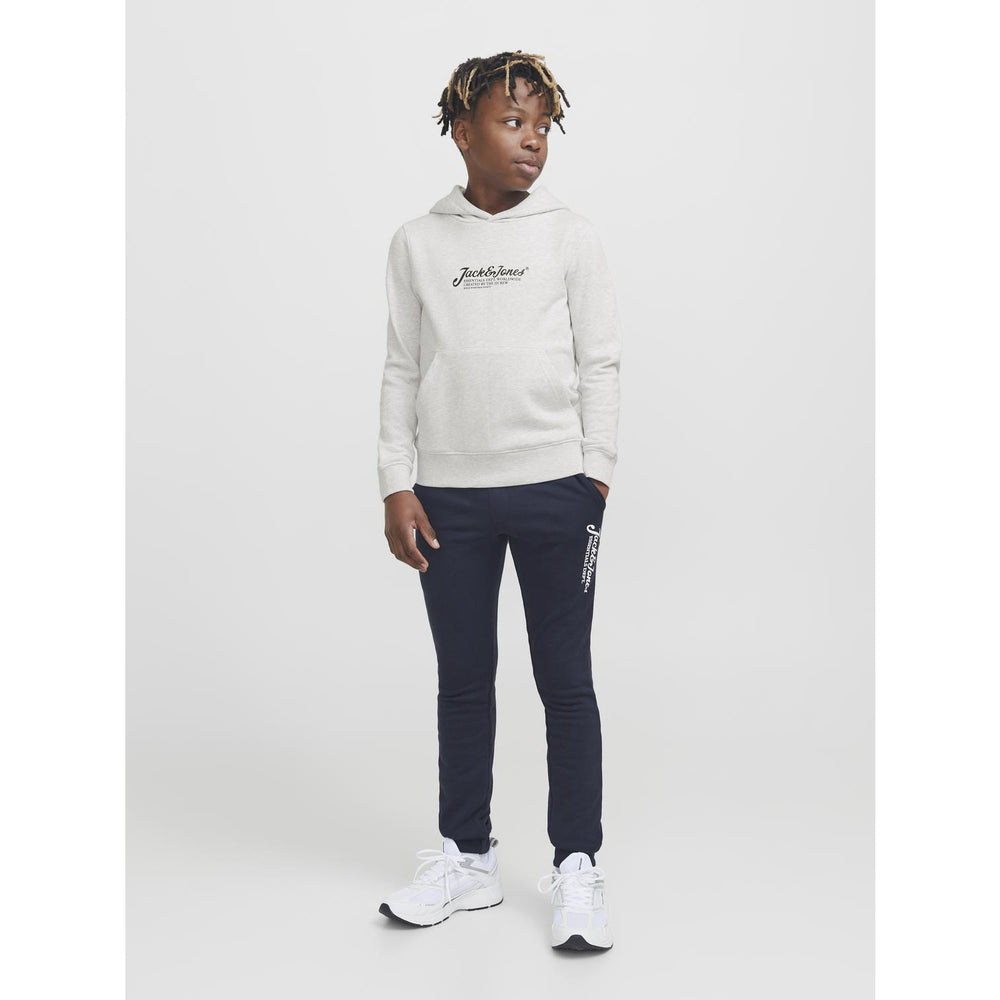 Køb Jack & Jones Junior White Melange Jjbeau Sweat Hætte Jnr