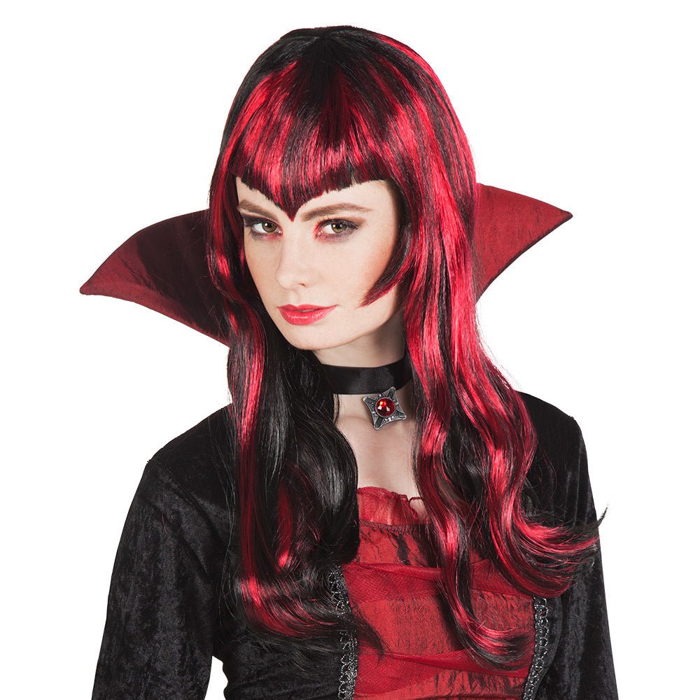 Halloween Pruik Lang Haar Rood Zwart
