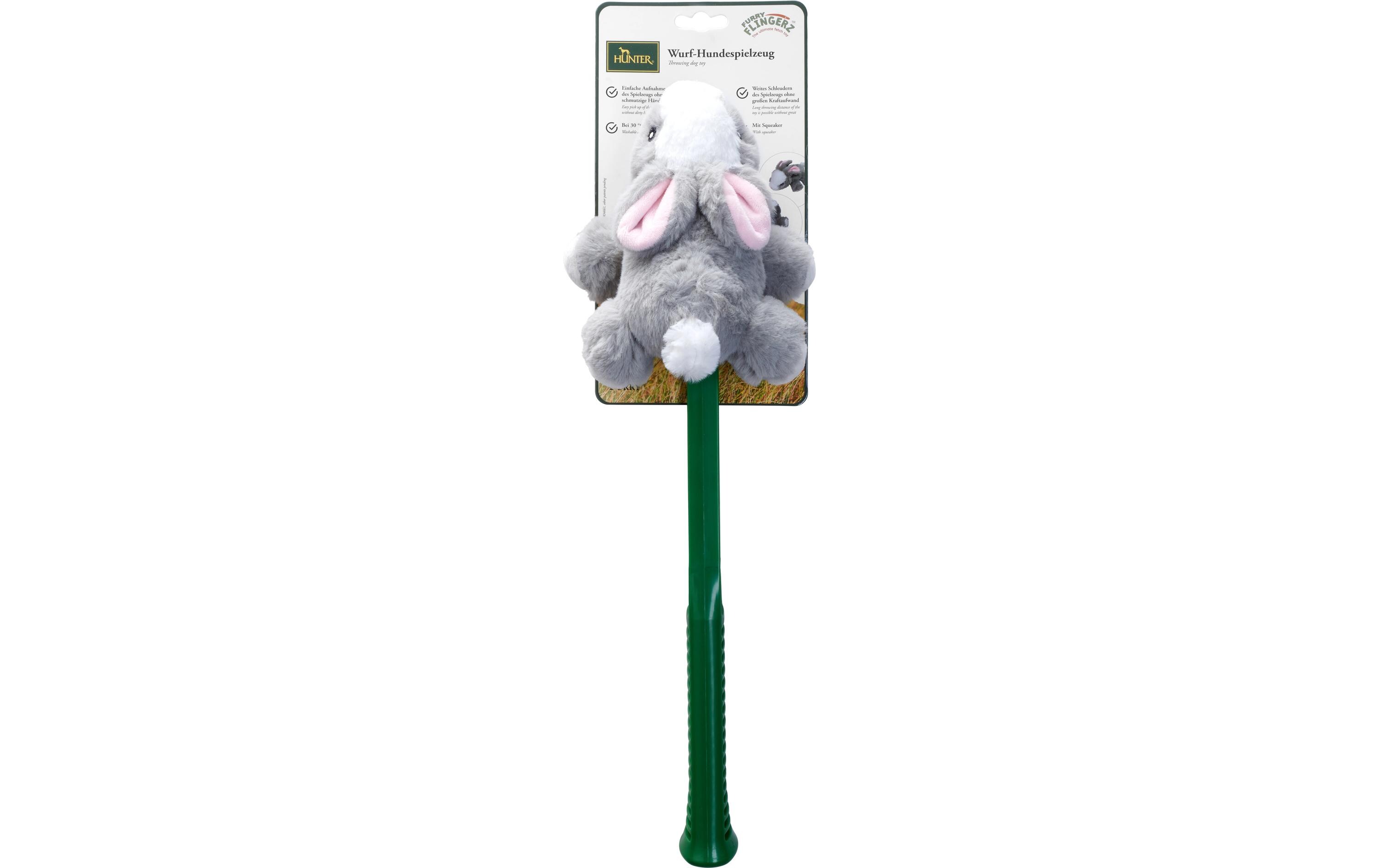 Hunde-Spielzeug Flingerz Furry Hase, Grün/GrauWurf-Hundespielzeug