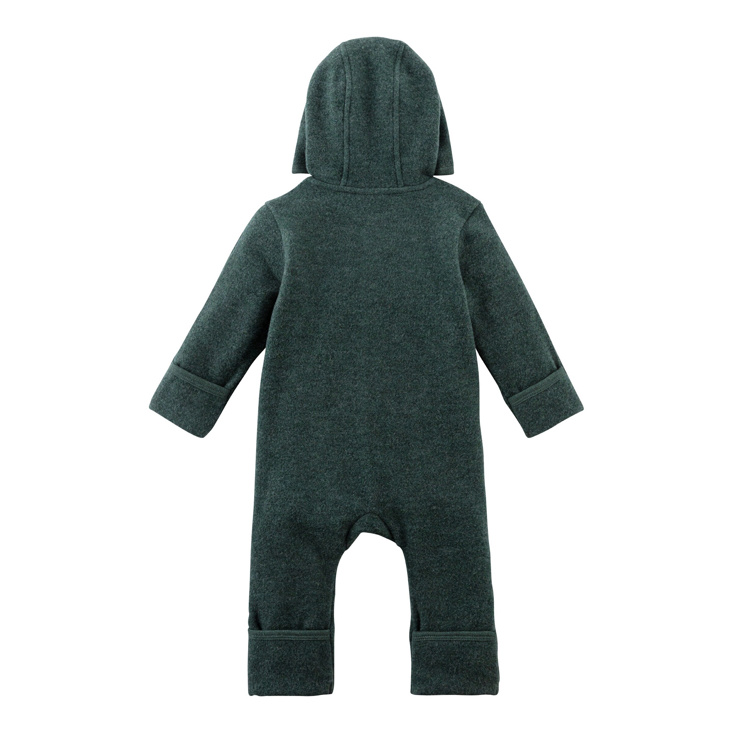 Bornino Wollfleece-Overall mit Klappbündchen aus Merinowolle grün melange