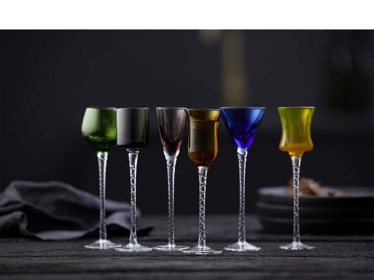 Lyngby Glas Snapseglas London 18 cm 6 stk. Assorterede Ass. farver