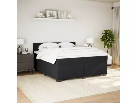 Sommier à lattes de lit avec matelas Noir 180x200 cm Velours