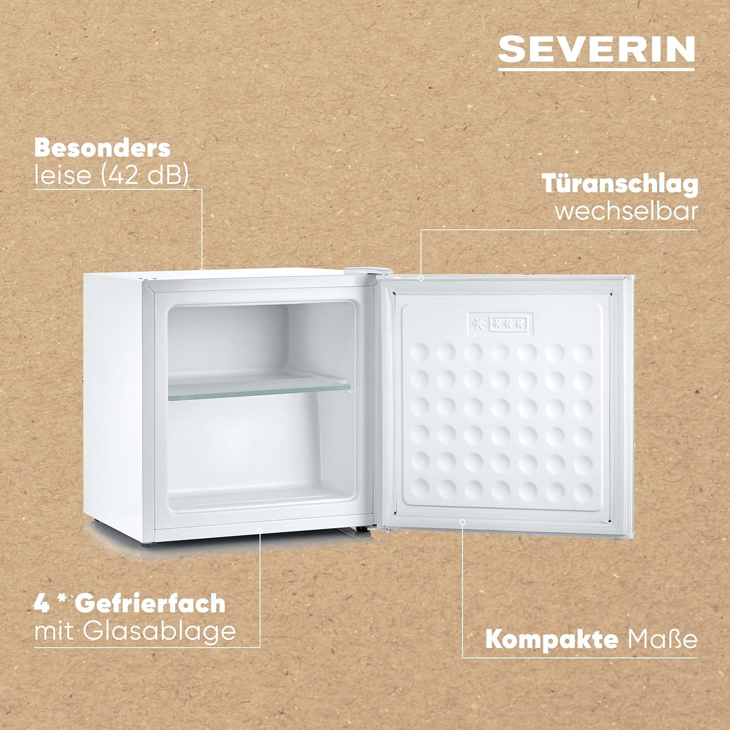 SEVERIN Mini Gefrierschrank, Gefrierbox Mit Gefrierfach Bis -18°C, Tiefkühltruhe Mit Glasablage, Tischgefrierschrank Für Kleine Haushalte, 32 L Nutzinhalt, Weiß, GB 8886