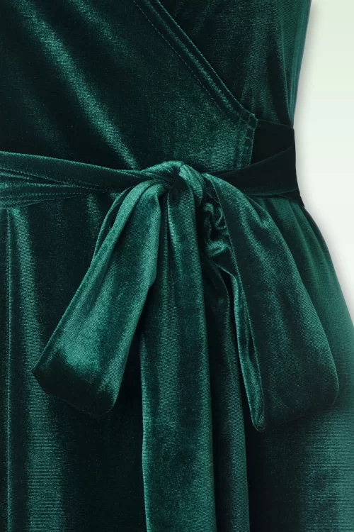 Vintage Chic for Topvintage Liz fluwelen wikkeljurk in flessengroen