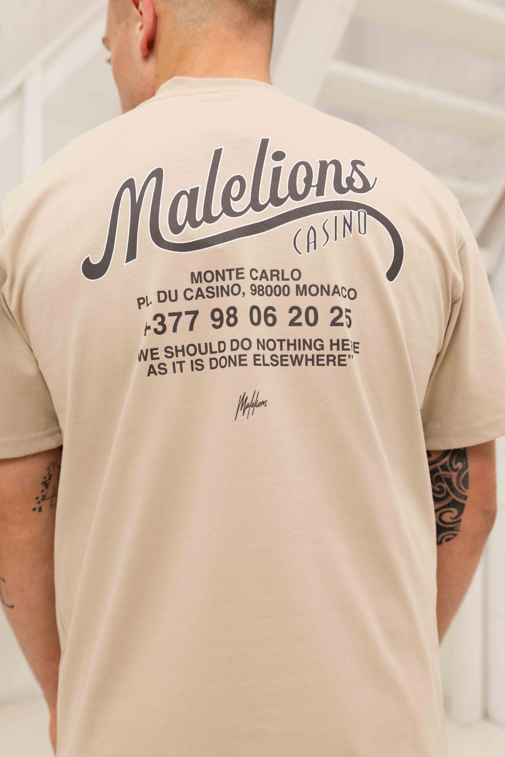 Malelions Casino T-Shirt Heren Beige
