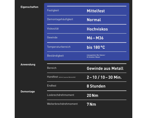 Middelsterke schroefdraadborging voor INBUS®-schroefdraad M6 - M36, vloeibaar, 20 g