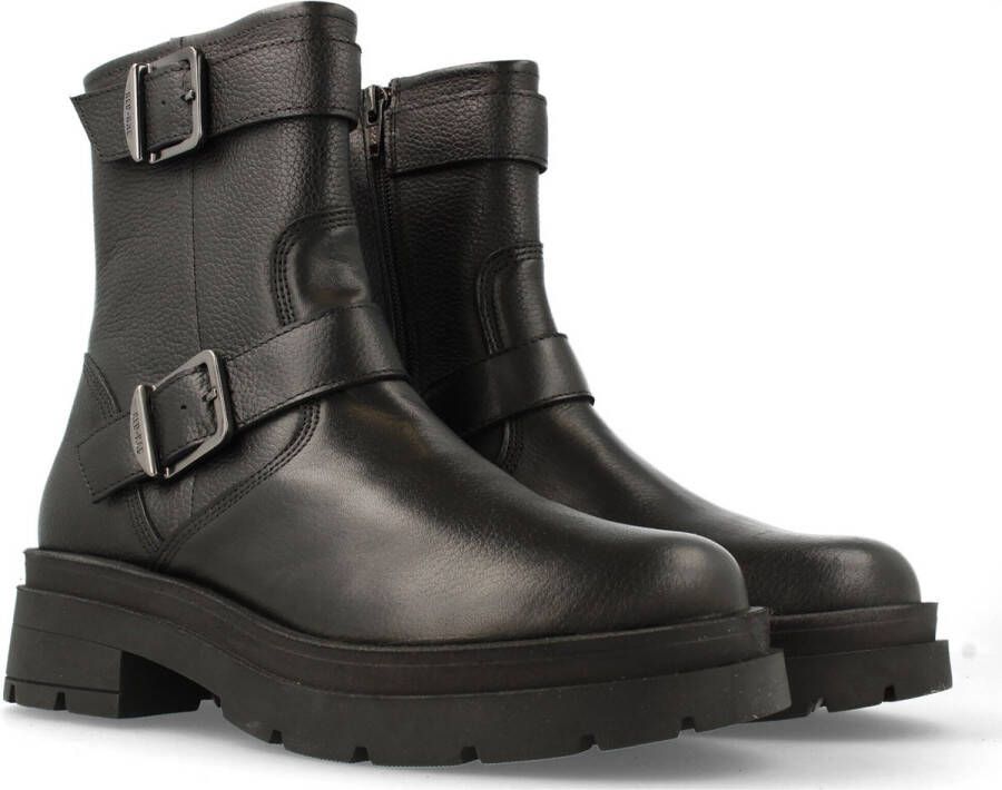 Red Rag Zwarte Leren Gesp Boots Black Dames