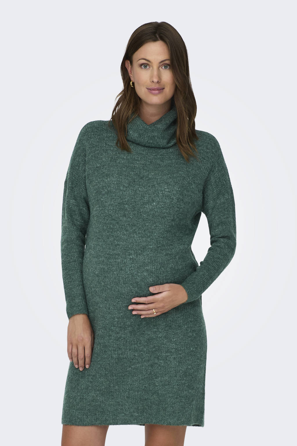 ONLY MATERNITY zwangerschaps korte jurk fijn gebreid groen