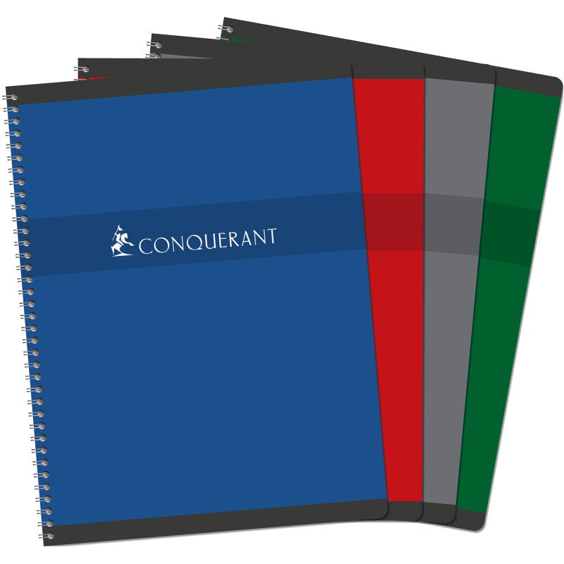 Cahier spirale Conquérant Sept A4+ 24 x 32 cm grands carreaux 180 pages