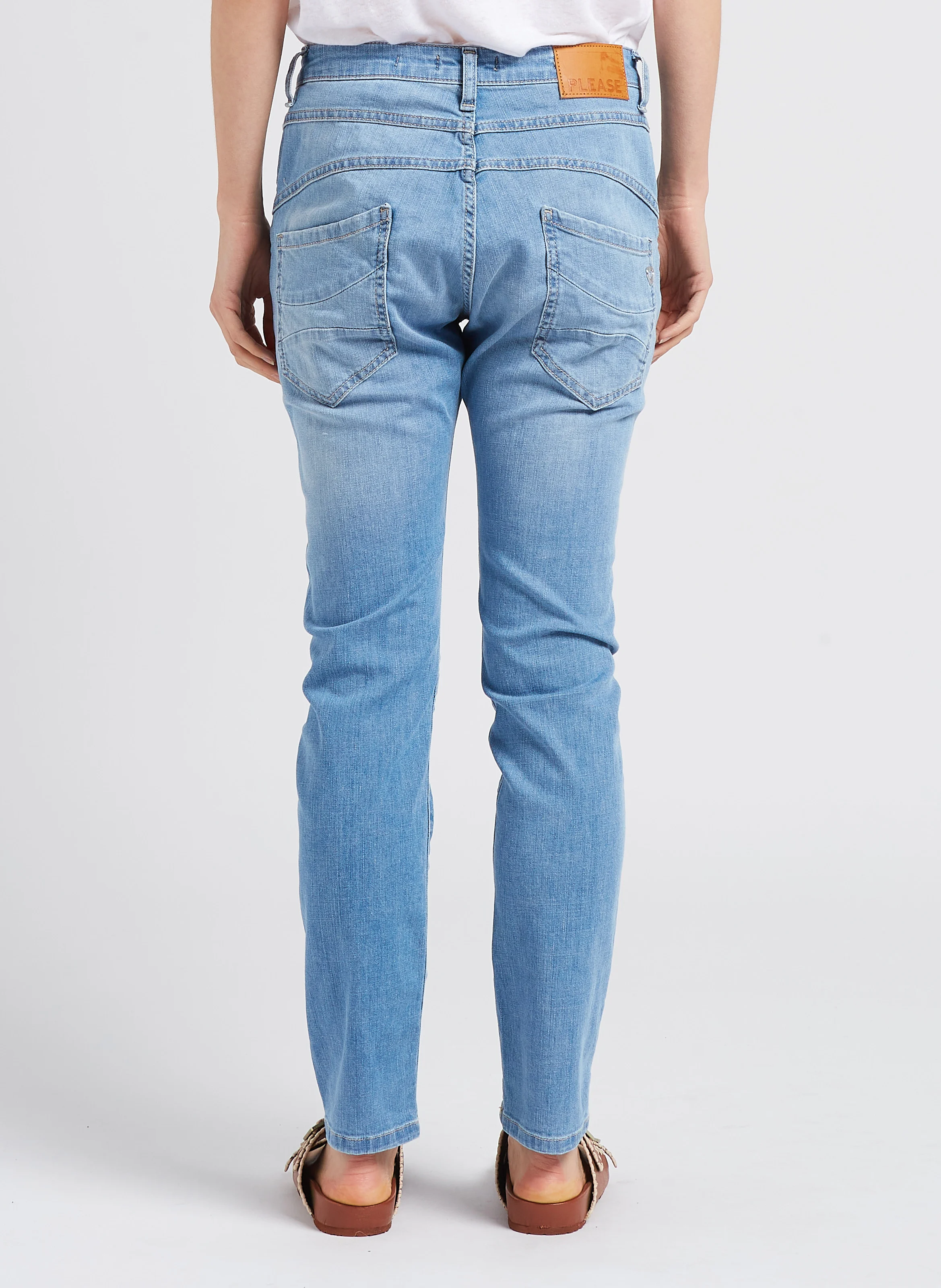 Jean slim taille haute en coton stretch | Bleu