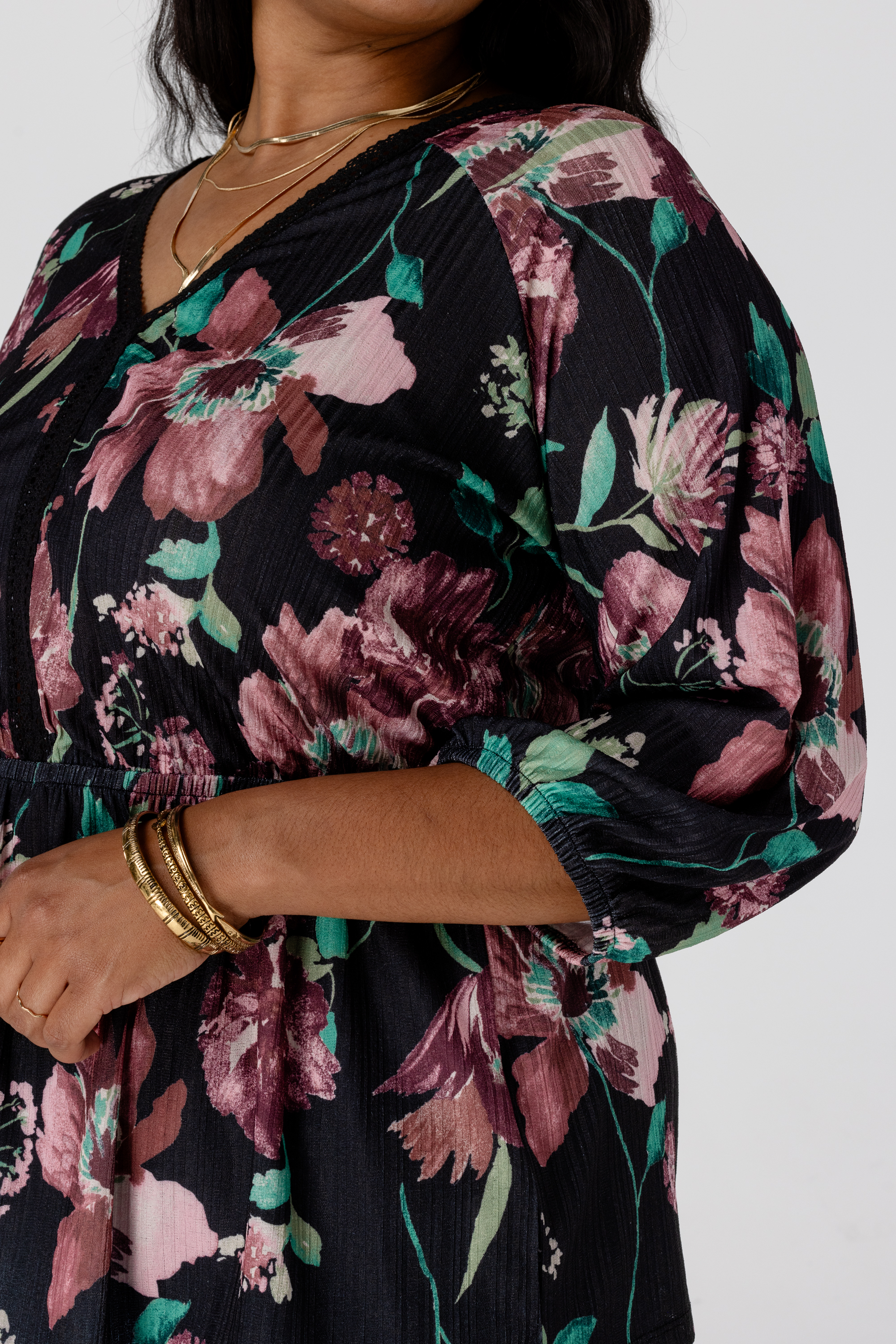 Peplum top met print Multi Grey/ Black