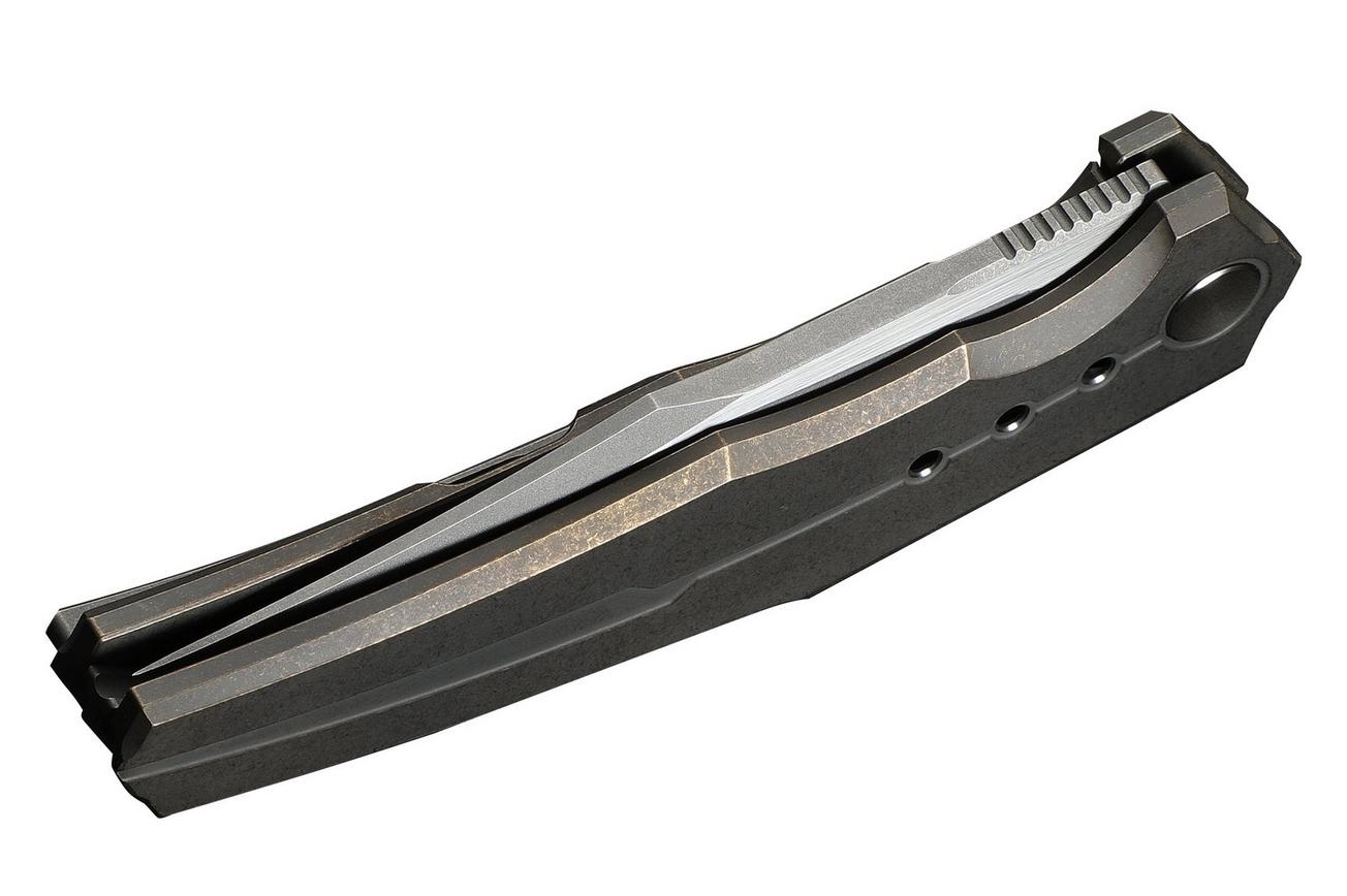 WE Knife Kyklos WE23086-2 Stonewashed M390, Bronze Titanium, zakmes