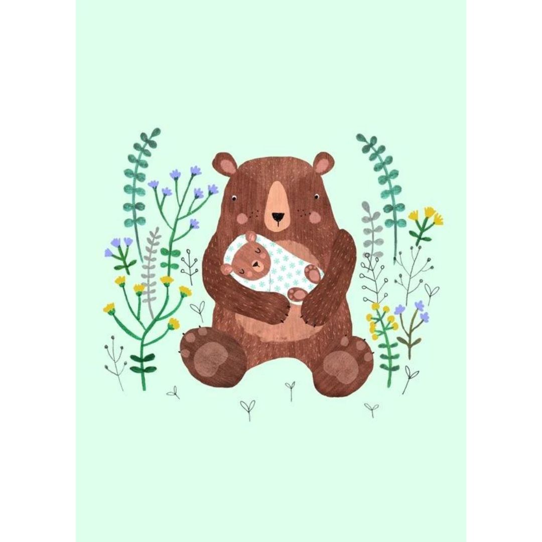 Petit monkey ansichtkaart - mother   baby bear