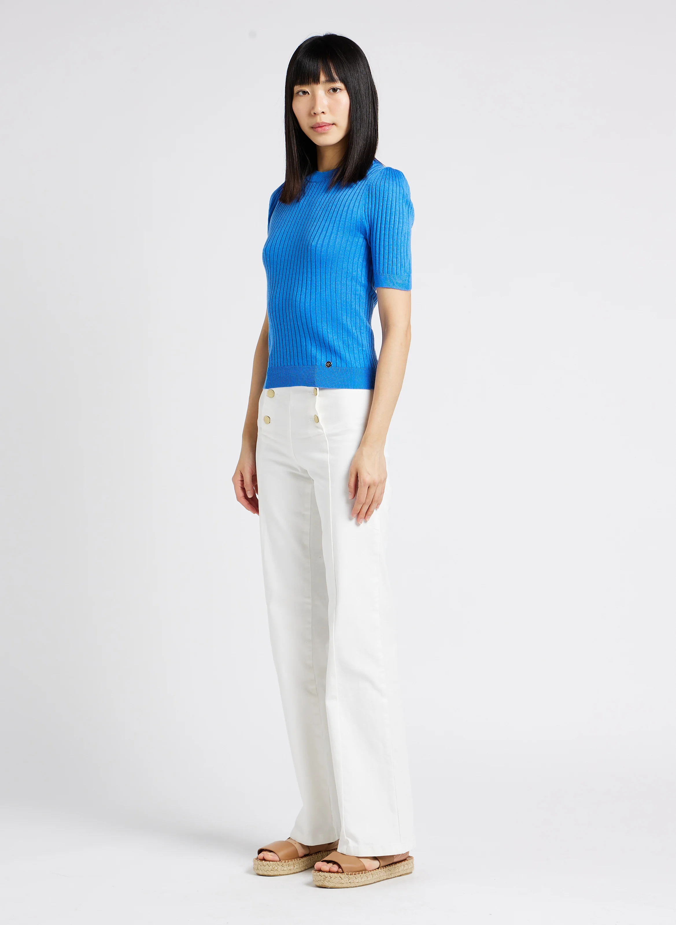 SOFIANA - Pull col montant moulant | Bleu