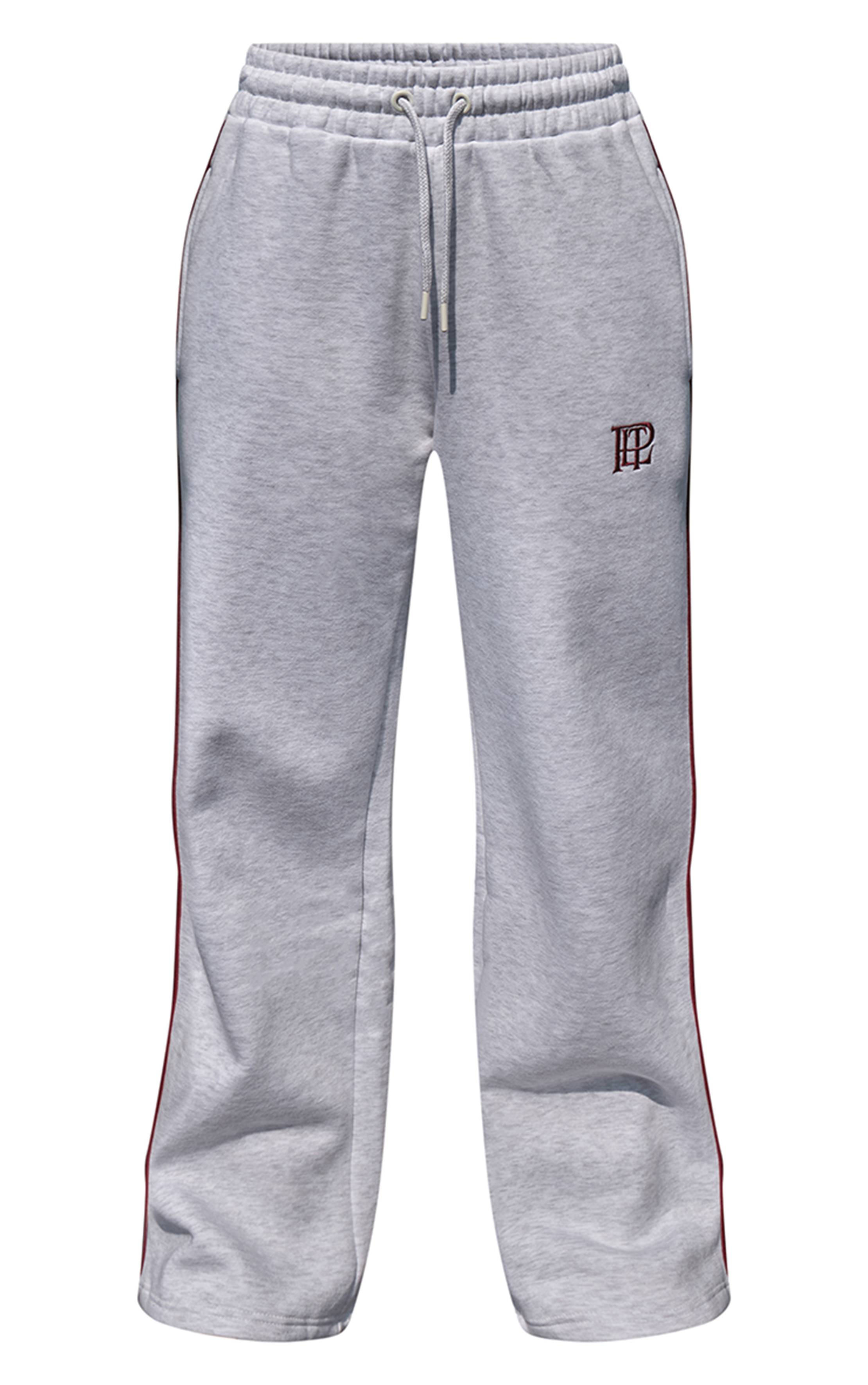 Gris Cendré Joggers Resserrés Avec Passepoil Contrasté Plt