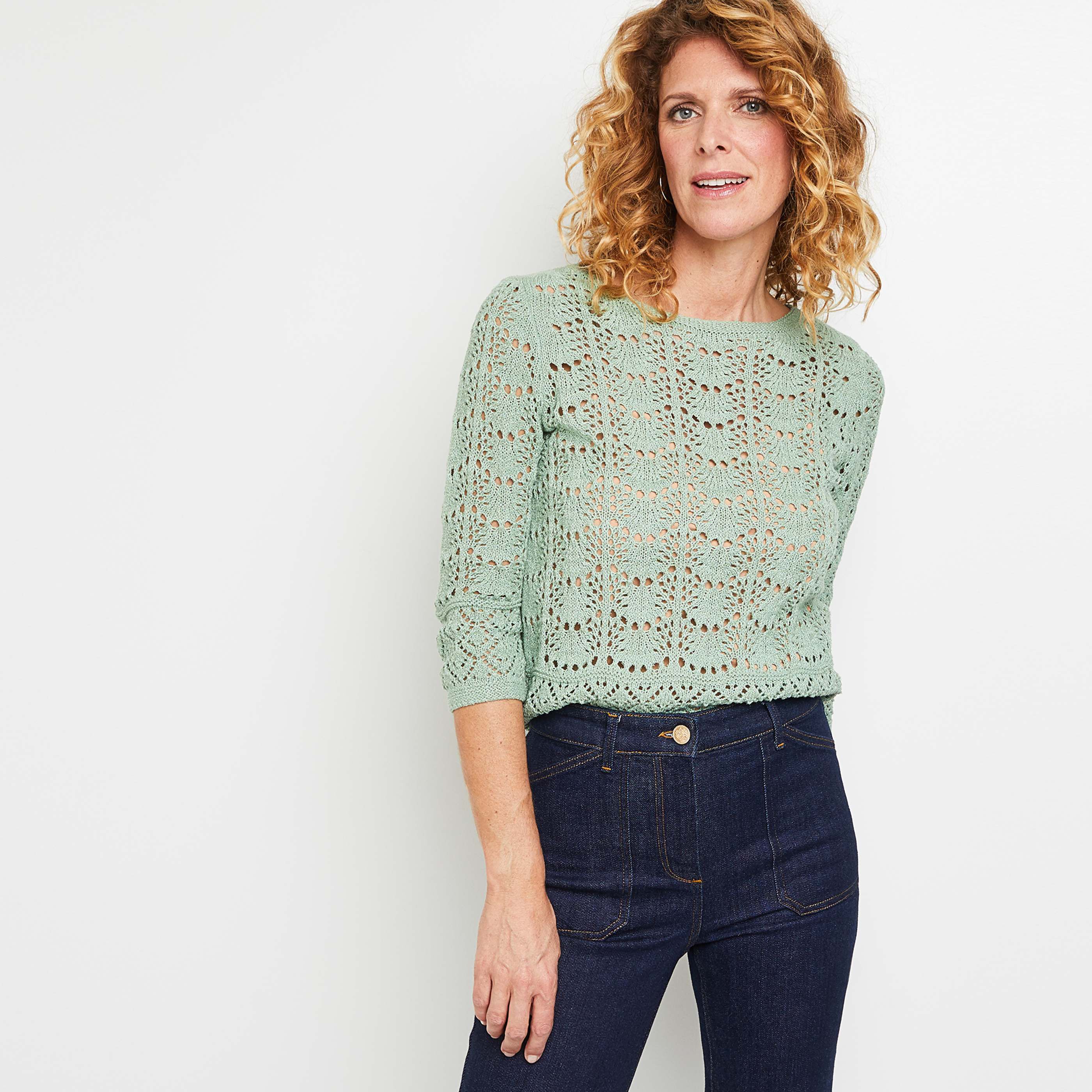 Pull ajouré femme - VERT