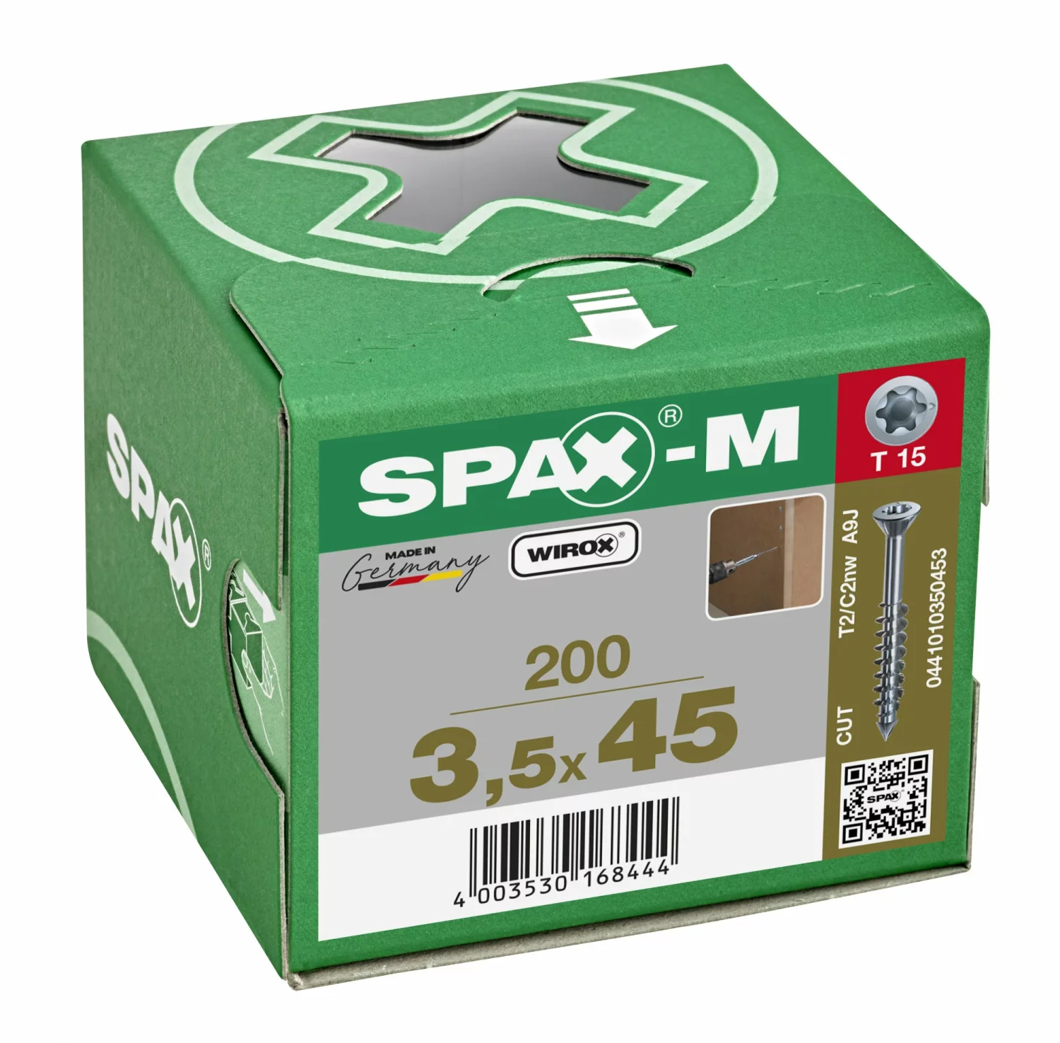 SPAX-M 441010350453 Schroef, Verzonken kop, 3.5 x 45, Deeldraad, T-STAR plus TX15 - WIROX - 200 stuks