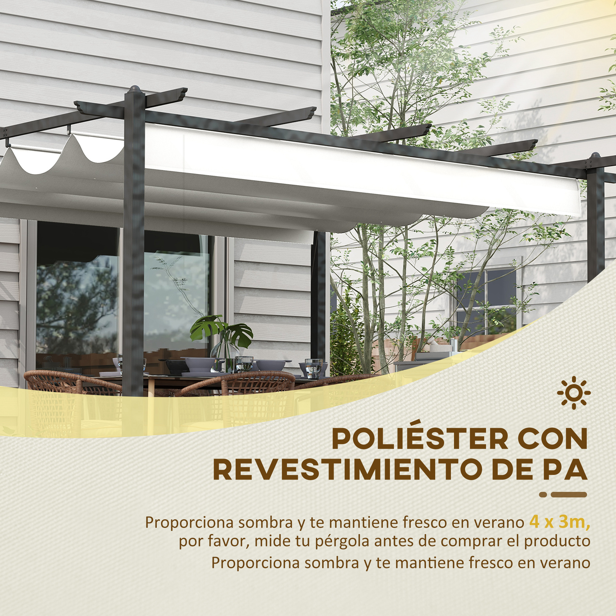 Conjunto de pérgola branca Outsunny