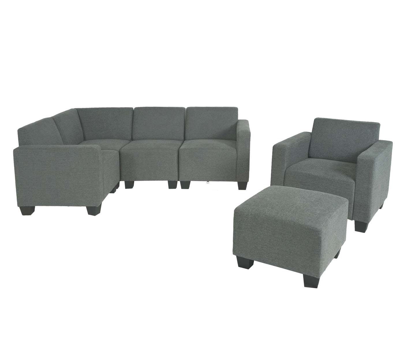 Modular Sofa-System Couch-Garnitur Moncalieri 4-1-1, Stoff/Textil ~ grau