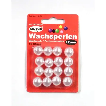 Meyco Wachsperlen, weiß, 12 mm, 16 Stück