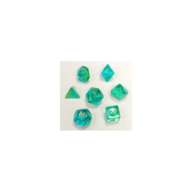 7 dés * gemini * VERT & SARCELLE (transparent)