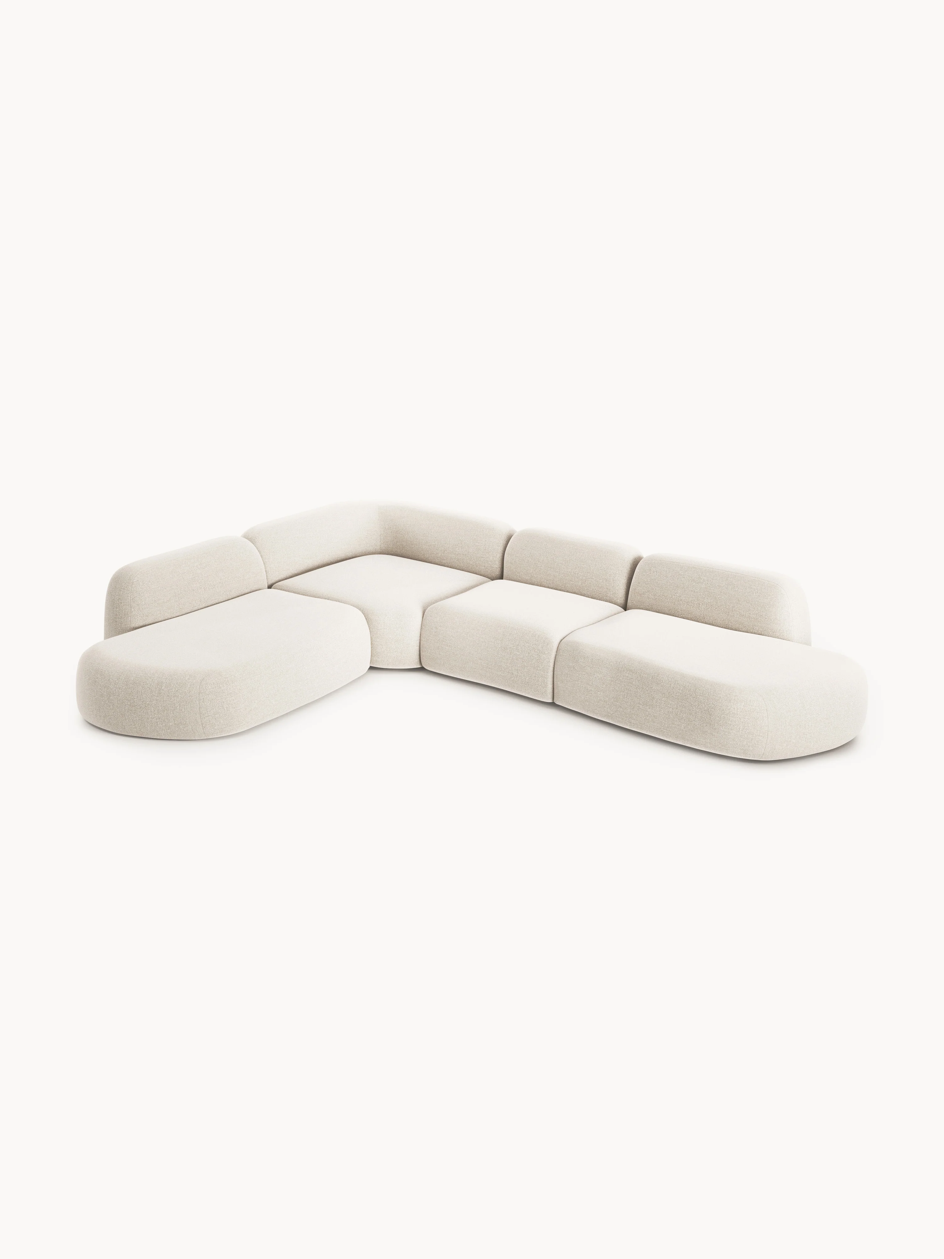 Modulaire bouclé XL hoekbank Wolke met chaise longue