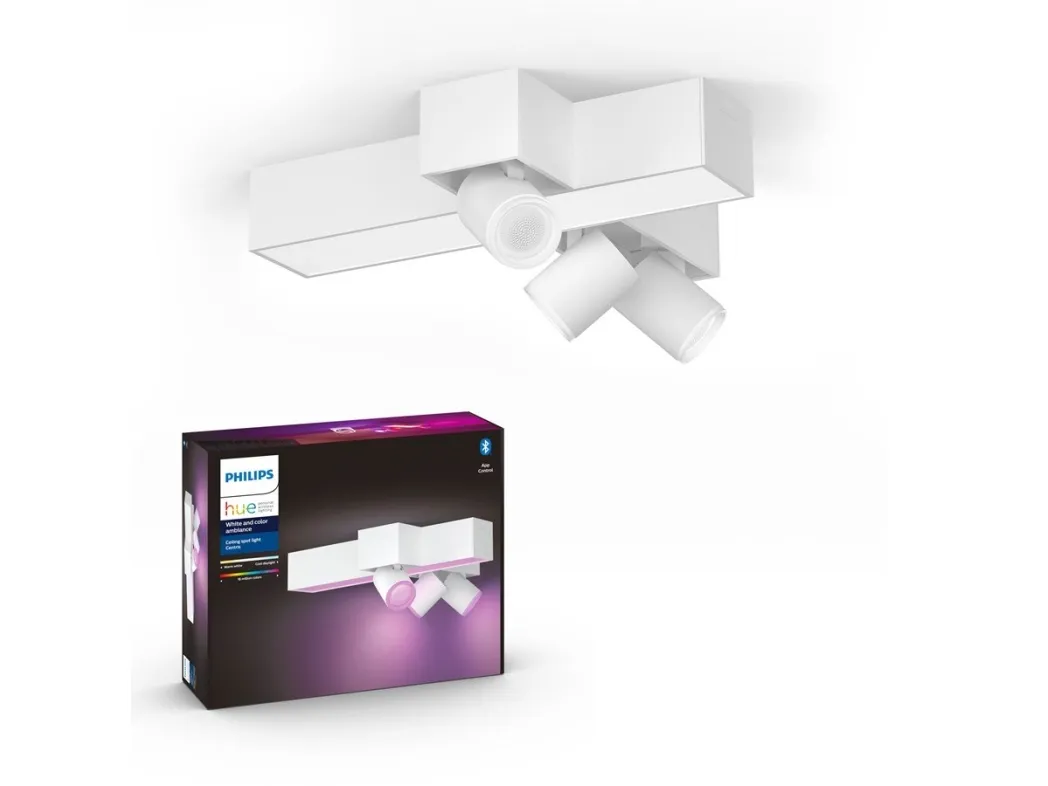 Philips Hue White and Colour Ambiance Centris - Loftsspotlys - LED-lyspære x 3 - GU10 - total: 17.1 W (tilsvarende 150 W) - klasse A - 16 millioner farver - 2000-6500 K - hvid