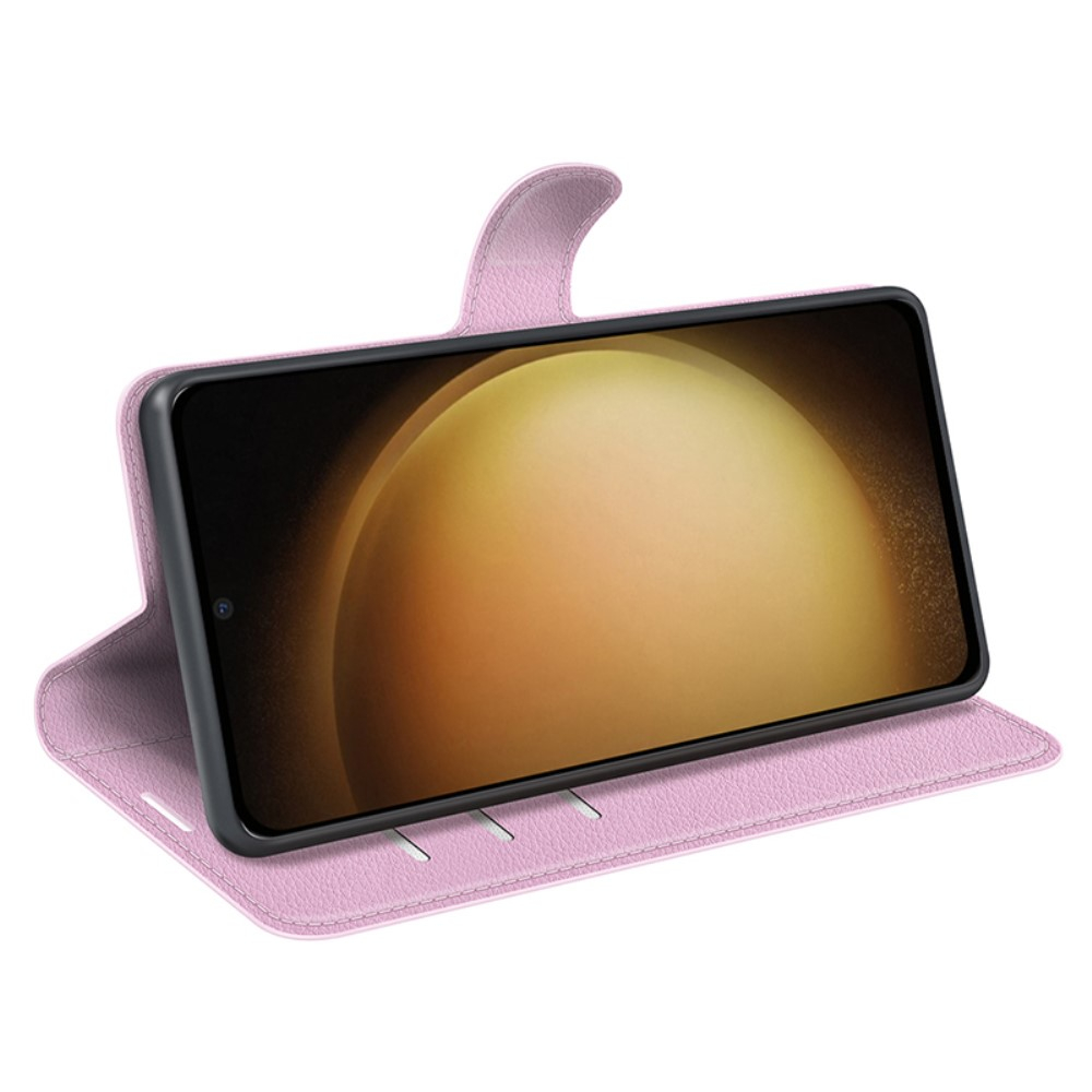 Samsung Galaxy S24  Plus Leder Tasche Flip Cover Litchi Look - Rosa