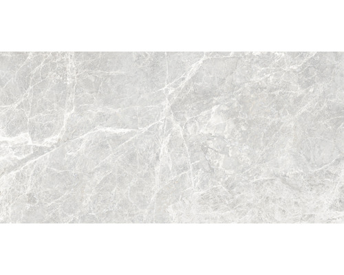 Porseleinen wand- en vloertegel Pietra Marmo lichtgrijs 60 x 120 x 0,9 cm geaderd gerectificeerd