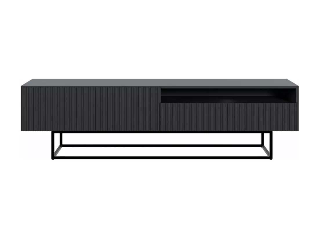 Meuble TV avec niche sur pieds noir - 175 cm - noir - VELDIO