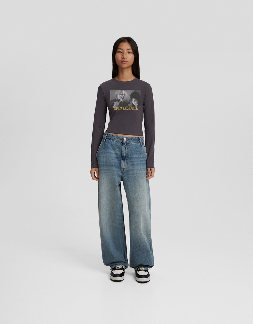 Camiseta de manga comprida com estampa do Beetlejuice