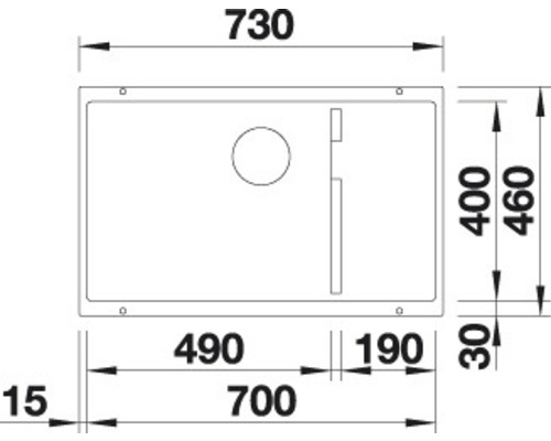Blanco SUBLINE 700-U spoelbak, 730 x 460 mm, steengrijs, 523453