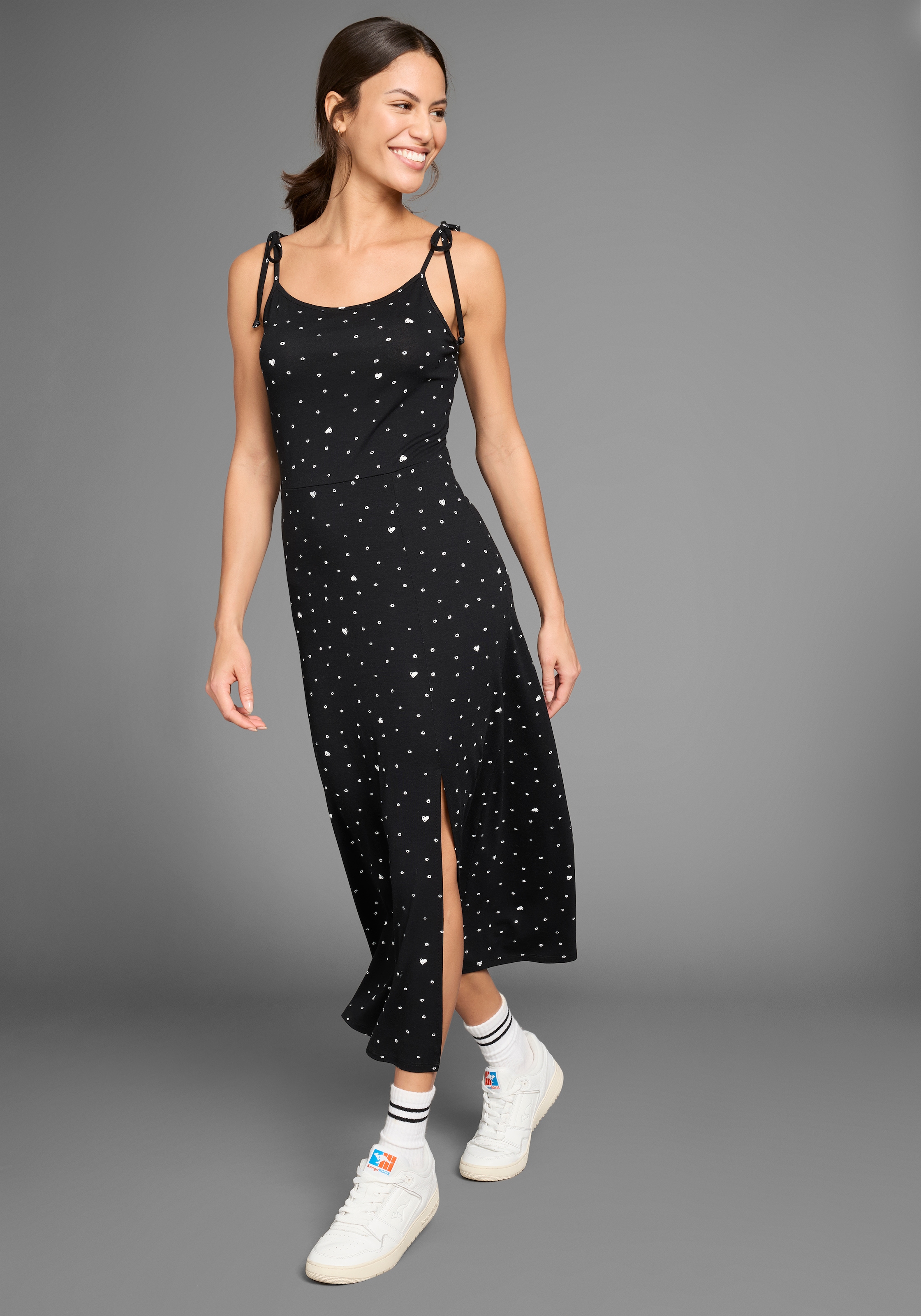 KangaROOS Midikleid mit Spaghetti-Trägern und Schlitz am Saum