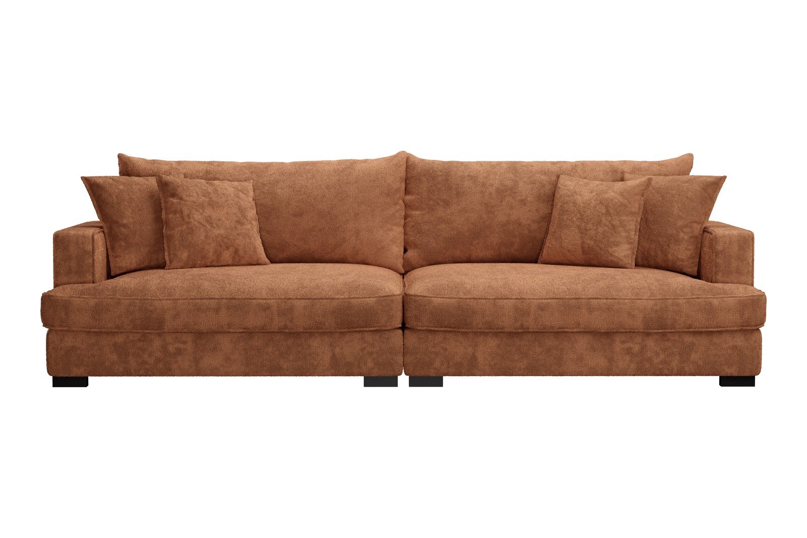 Rossi 4-seter sofa Tekstil Genesis 9 Deep Terra, arm A med sorte ben. Std. Komfort.