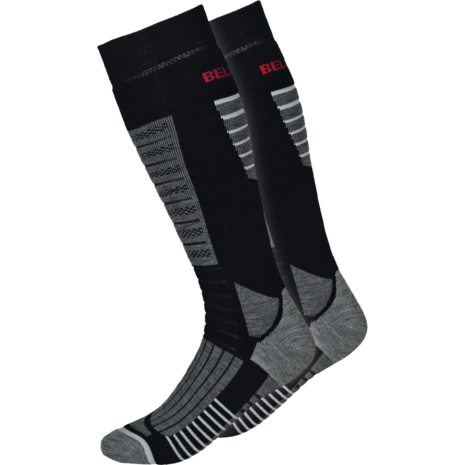 Belowzero Unisex-Skisocken Merino 2er-Pack 43-46, schwarz
