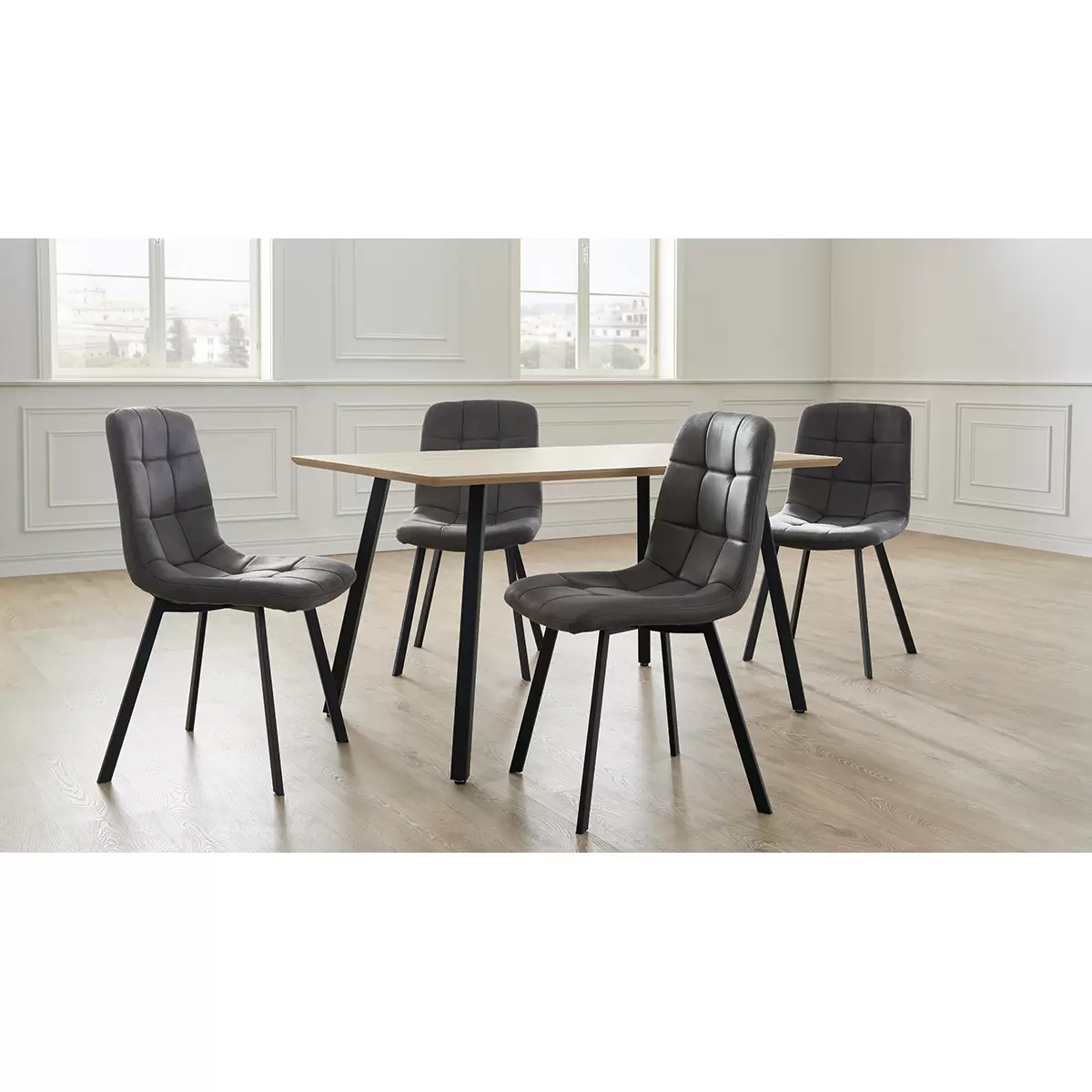 Tischgruppe Lech Artisan Eiche,grau,schwarz