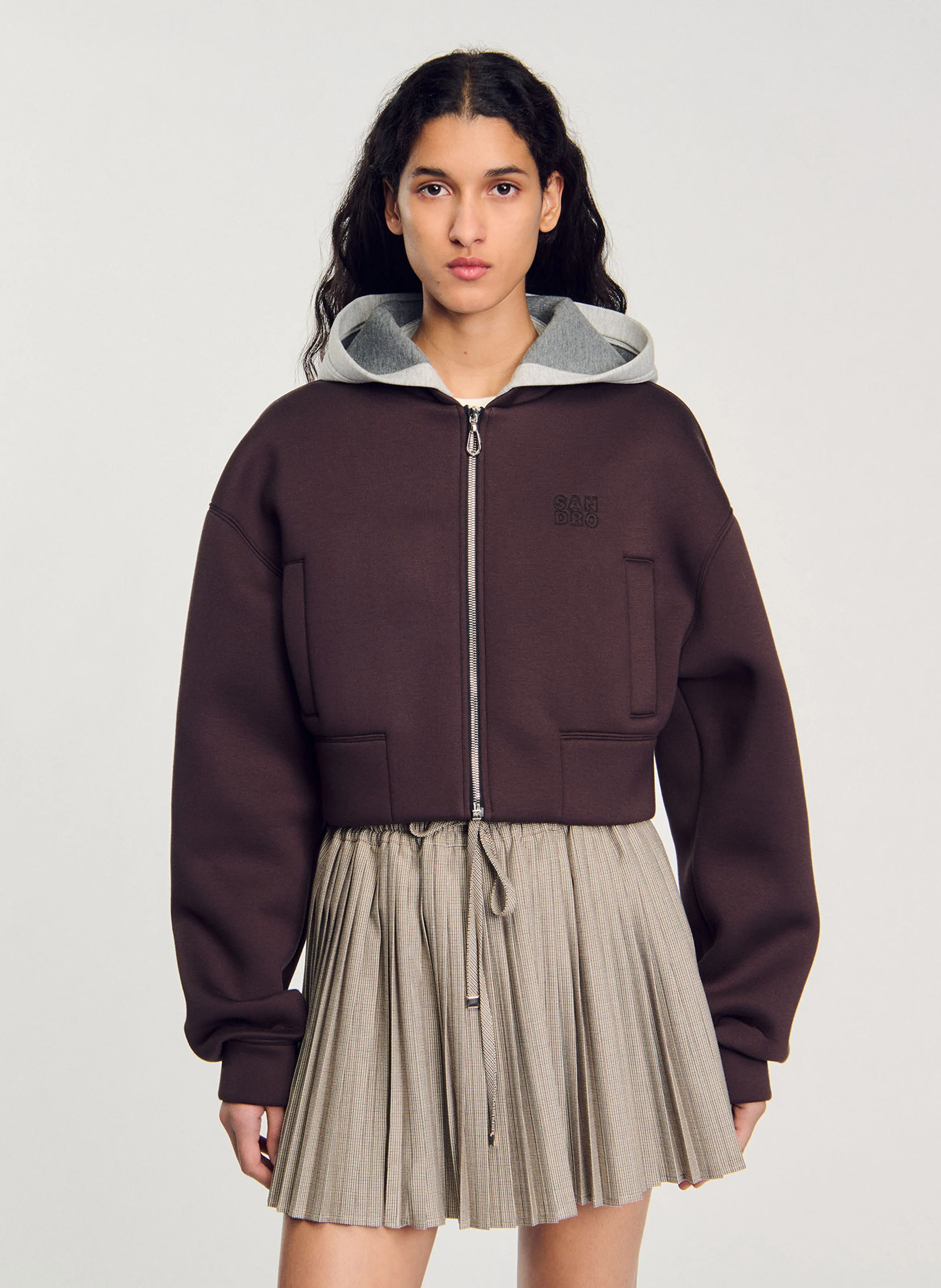 Sweat court zippé à capuche | Rouge