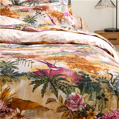 Linge de lit motif jardin d'Asie