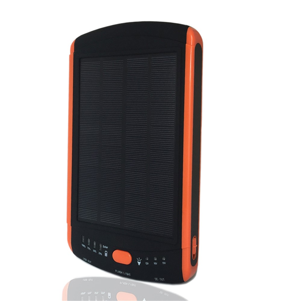 (23000mAh) USB A Mega Solar Powerbank Ladestation inkl. Ladeadapter 12V/16V/19V   Taschenlampe