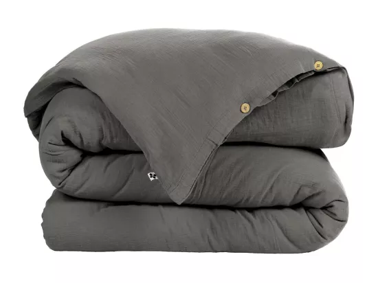 OUREA - Housse de Couette 260x240cm Gaze de Coton Granit