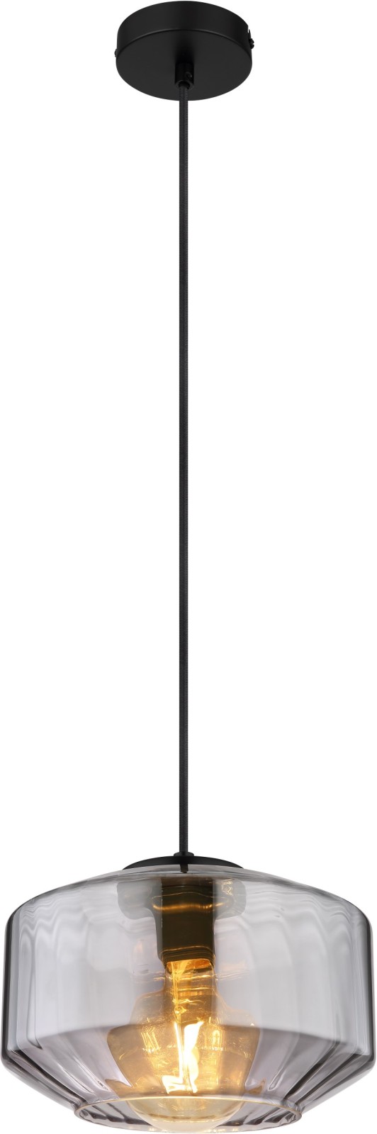 Hängeleuchte - schwarz-rauchfarben - Ø 24 cm