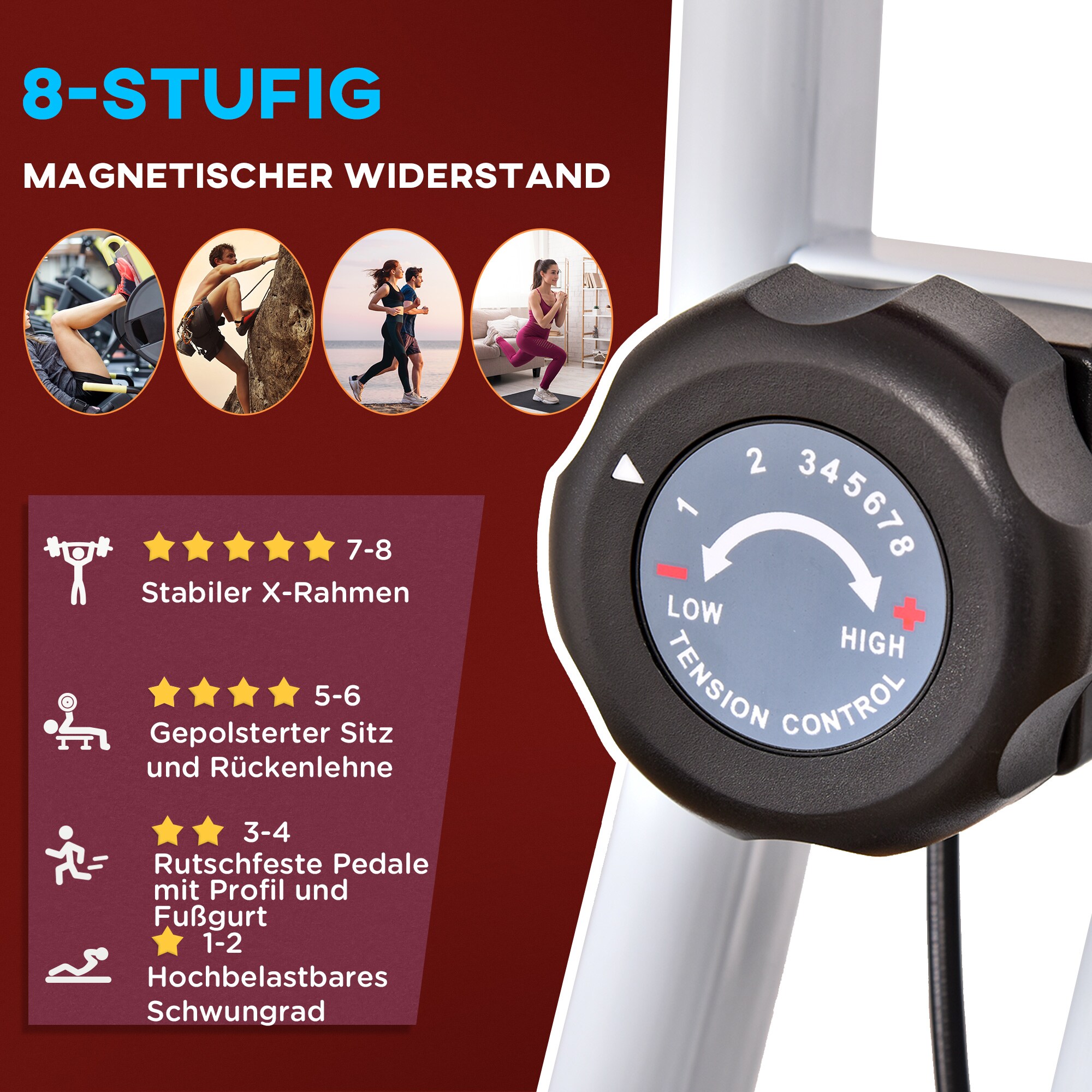 HOMCOM Fahrradtrainer mit Magnetwiderstand 43 x 97 x 109 cm (BxTxH)