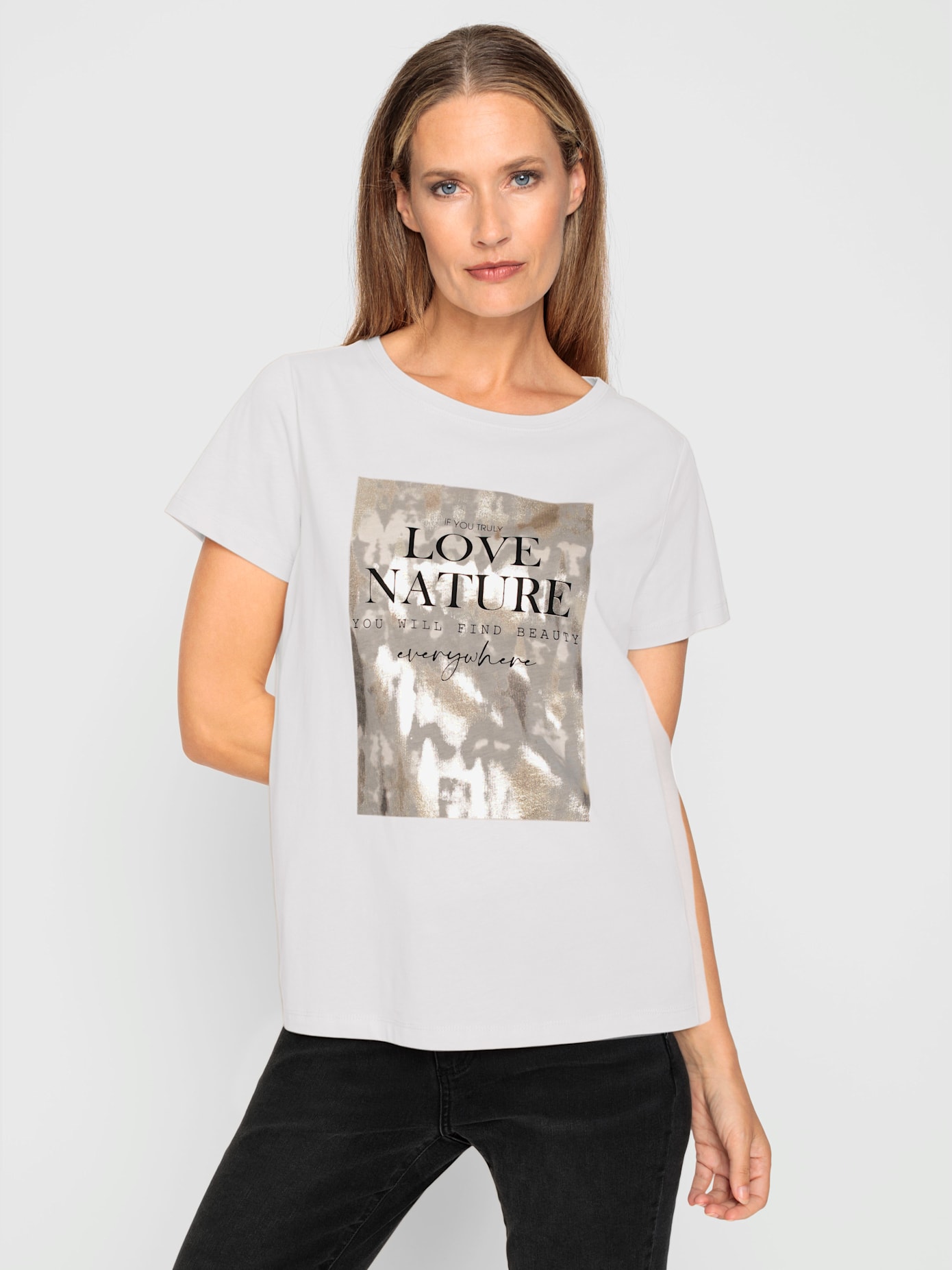 T-shirt imprimé feuille doré