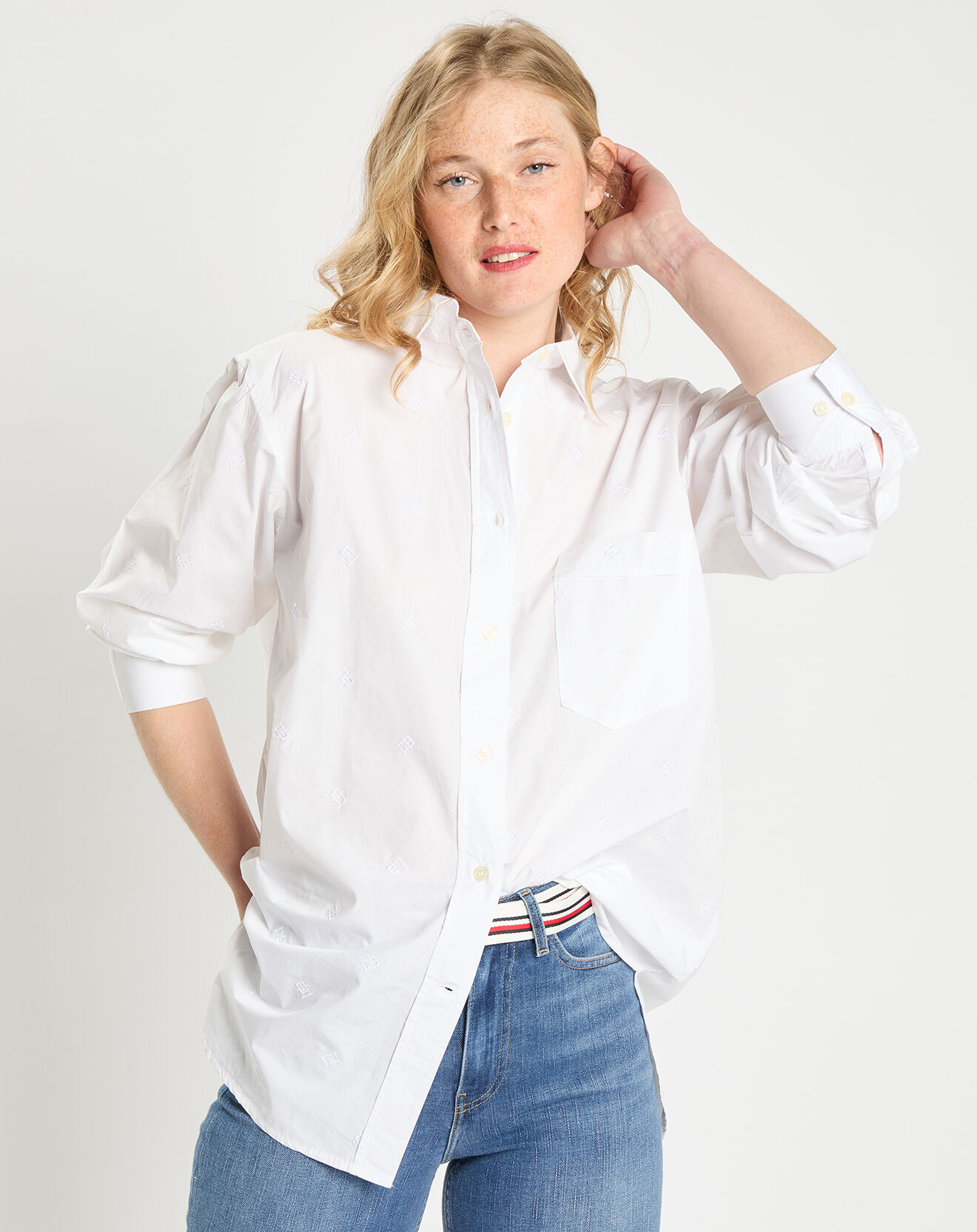Tommy Hilfiger Chemise oversize Monogram blanche
